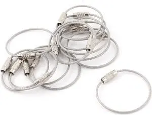 15pcs Screw Buckle Steel Cable Wire Rope Key Ring Holder Keychain Keyring 4.5