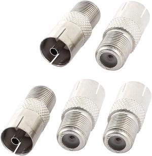 Unique Bargains F Type Female to TV PAL Female Straight RF Coaxial Adapter Connector 5pcs