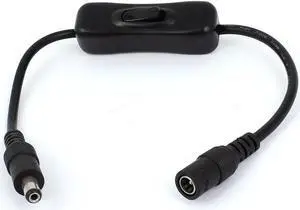 Unique Bargains 5.5mm x 1.8mm DC Male to Female CCTV Camera Power Cable 31cm Long w Switch