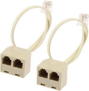 RJ11 6P4C Male to Female M/F Converter Splitter Telephone Adapter Cable 2Pcs