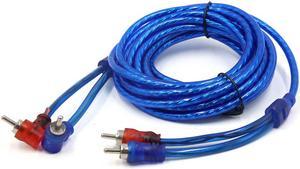 Blue 14.7 ft Length Double Shielded Car RCA Stereo Audio Interconnect Cable Wire