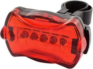 Red 6 Modes 5 LEDs Bike Bicycle Warning Safety Rear Tail Light Lamp