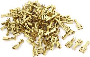 Auto Uninsulated 7mm Female Spade Crimp Electrical Connectors Terminals 100 Pcs