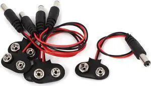 5 Pcs Battery Power Cable Plug Clip 9V DC Barrel Jack Connector Wire 13cm Length