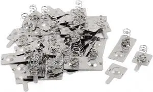 14 Sets Metal 2 x AA Batteries Positive Negative Spring Plate Silver Tone