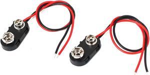 2 Pcs 9 Volt Battery Clip Connector I Type Hard Shell Buckle Holder 15cm Wire