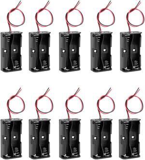 Unique Bargains 10 Pcs 3V Battery Holder Case Storage Box 2 x 1.5V AA Battery Wire Leads