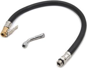 37cm Clip On Car Air Tire Inflator Hose w Silver Tone 135 Degree Valve Extension