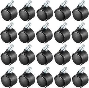20 Pcs 1.15 Inch Swivel Caster Wheels Nylon 360 Degree Threaded Stem Caster Wheel, M6 x 15mm, 22lb Capacity