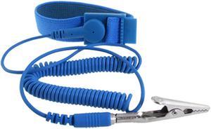Unique Bargains Anti-static Wrist Band Grounding Sky Blue Elastic Coiled Cable