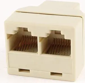 Unique Bargains RJ45 8P8C Female Plug Jack Telephone Cord Converter Coupler Beige