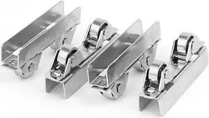 50mm Long Double Wheels Glass Sliding Door Roller Pulley Silver Tone 4pcs