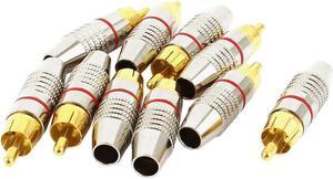 Unique Bargains 10 x RCA Male Plug Non Solder Audio Video Locking Connector Gold Silver Tone