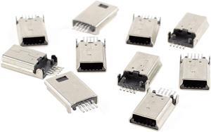 Unique Bargains 10pcs Shielded Male Mini USB B Plug 180 Degree 5 Pins 5P SMD SMT PCB Jack Port