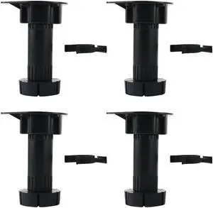 Adjustable Black Plastic Kitchen Cabinet Cupboard Plinth Foot Leg 4Pcs