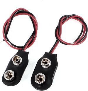 Unique Bargains 2 x Dual Wires Leads 9V Batteries Clip Connectors Battery Holder Buckle