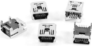 5 Pcs Mini USB Type B Female Socket 5-Pin 180 Degree SMD SMT Jack Connector