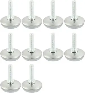 Unique Bargains Adjustable Screw On Threaded M6 x 25mm Metal Rod Leveling Support Foot 10 Pcs