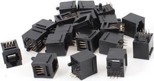 20pcs 180 Degree RJ12 6P6C 6 Pin Network LAN Ethernet PCB Jacks Connector Black