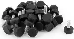 Unique Bargains Adjustable 6mm Threaded Glide Feet Leveling Foot Black Silver Tone 43pcs