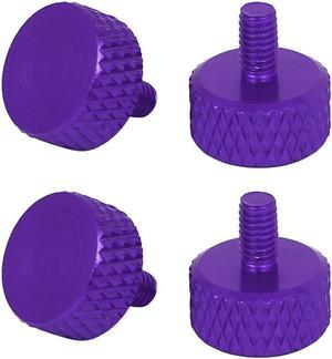 Computer PC Graphics Card Flat Head Knurled Thumb Screws Purple M3.5x6mm 4pcs