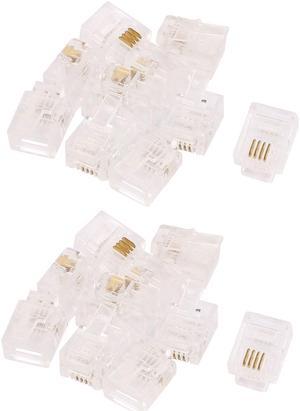 20 Pcs RJ11 6p4c Plug Jack Connector Clear for Telephone Cable Wire