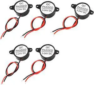 Unique Bargains 5 Pcs DC 3-24V 85dB Industrial Wired Electronic Alarm Buzzer Black