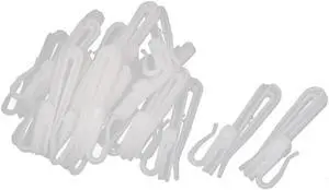 20pcs 7cm Length White Plastic Window Curtain Adjustable Hooks Hangers Clips