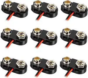 9pcs DC 9V Battery Clip T-Type Buckle Connector Plastic Shell Lead Wire 10cm Long
