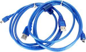 Unique Bargains 2 Pieces USB 2.0 Type A Male to Mini USB Male Cable Cord Lead 1.5M 4.9Ft Blue