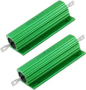 Green 4 Ohm 5% 100 Watt Aluminum Shell Wire Wound Resistor 2pcs