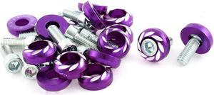 Auto Car Ornament License Plate Bolt Screw Purple 15 Pcs