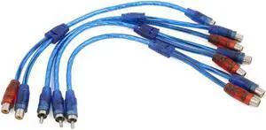 RCA 1 Male to 2 Female Adapter Stereo Audio Y Splitter Cable Wire Connector 4pcs
