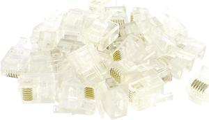 Unique Bargains 30 Pcs Clear Plastic 6P6C RJ11 Plug Connector for Telephone Cable