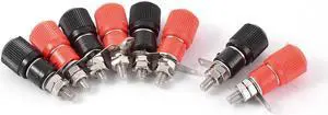 8pcs Black Red Metal Body Audio Speaker 4mm Banana Plug Binding Post Connector