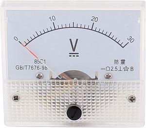 Unique Bargains DC 30V Analog Panel Volt Voltage Meter Voltmeter Gauge 85C1 White 0-30V DC