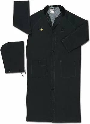 Mcr Safety Raincoat with Detachable Hood, Black, S S Black  PVC 267CS