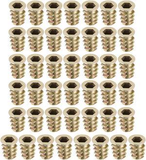 Threaded Insert Nuts Zinc Alloy Hex Socket M6 Internal Threads 14mm Length 50pcs