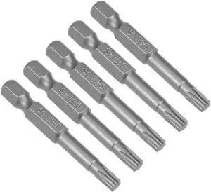 5pcs 50mm 1/4" Hex Shank T25 Magnetic Torx Head Screwdriver Bits S2 Alloy Steel