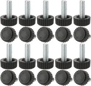 M6 x 18 x 18mm Hand Screw Leveling Feet Adjustable Leveler for Table Leg 20pcs