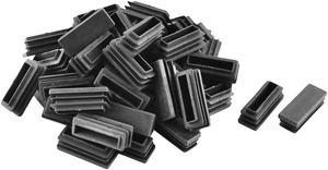 Plastic Rectangle Tube Inserts End Blanking Cap Black 15mm x 40mm 50 Pcs