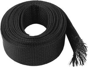 30mm Dia 5M 16Ft Length Nylon Braided Expandable Cable Sleeve Sleeving Harness