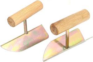 Unique Bargains Wooden Handle Drywall External Outside Internal Inside Corner Trowel Bronze Tone