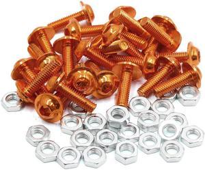 25pcs M6 Orange Aluminum Alloy Hex Socket Head Motorcycle Bolts Screws Nuts