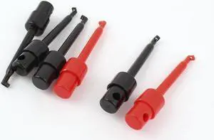 Unique Bargains 6pcs Large Size Round Single Hook Testing Clip for Multimeter Test Lead Cable