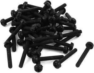 M3 x 20mm Plastic Phillips Cross Pan Head Machine Screws Black 50 PCS