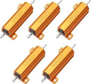 50W 6 Ohm Aluminium Housing Chassis Mount Wirewound Power Resistor Glod 5pcs