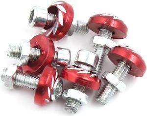 6 Pcs 6mm Thread Dia Red Motorcycle Car Decorative License Plate Bolts Screws