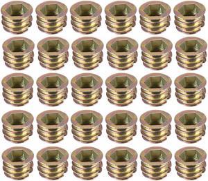 Threaded Insert Nuts Zinc Alloy Hex Socket M8 Internal Threads 10mm Length 30pcs