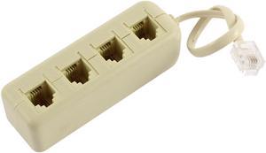 RJ11 6P4C 1 Male to 4 Female Converter Telephone Splitter Adapter Cable Beige